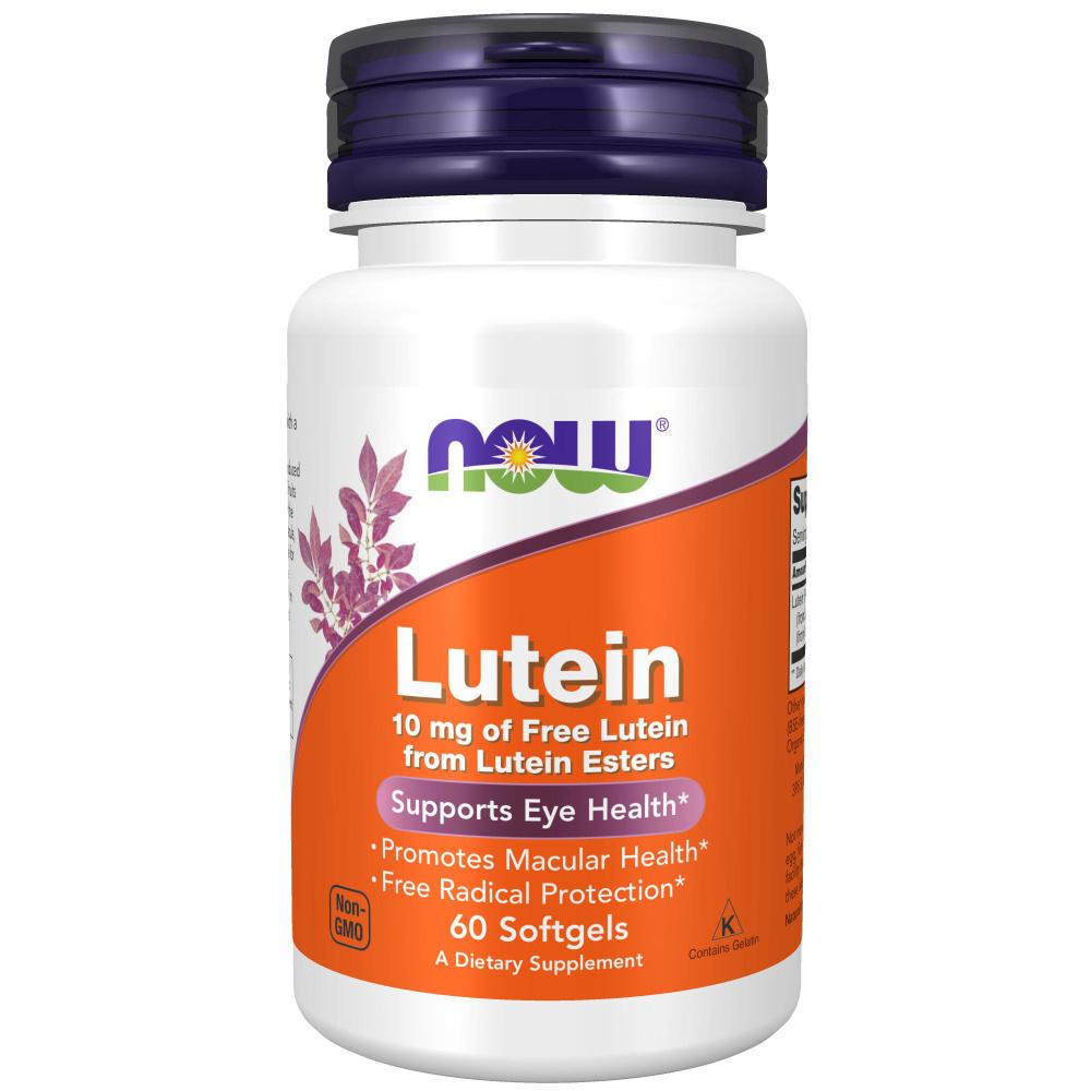 NOW Lutein 10 mg, Лютеин, 60 капсул #1