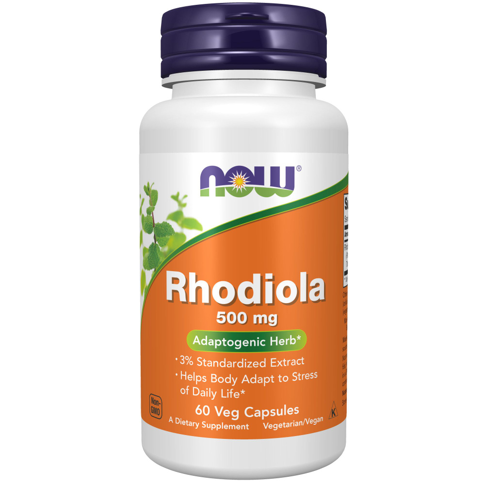 NOW Rhodiola 500 mg, родиола, 60 капсул #1