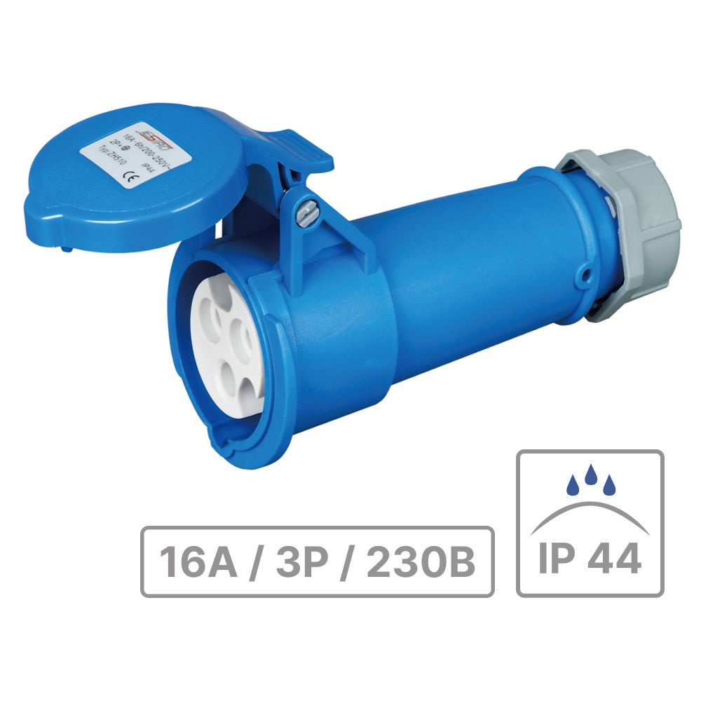 Розетка кабельная уличная с крышкой 16А / 3P (2Р+Е) / 230В JESIRO ...