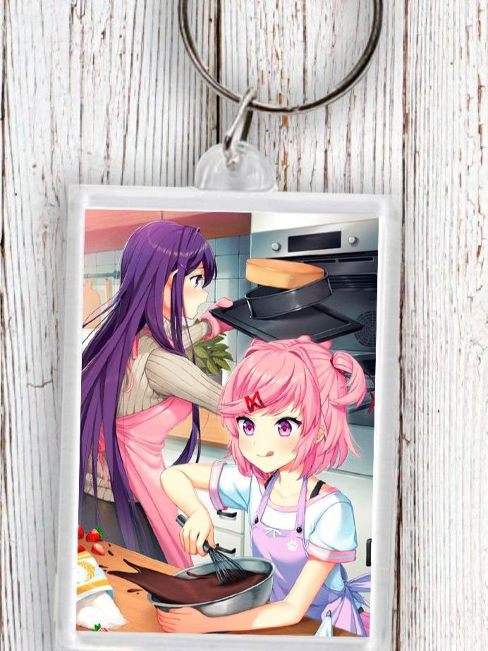 Акриловый брелок 56х40 Doki Doki Literature Club Нацуки Юри #1