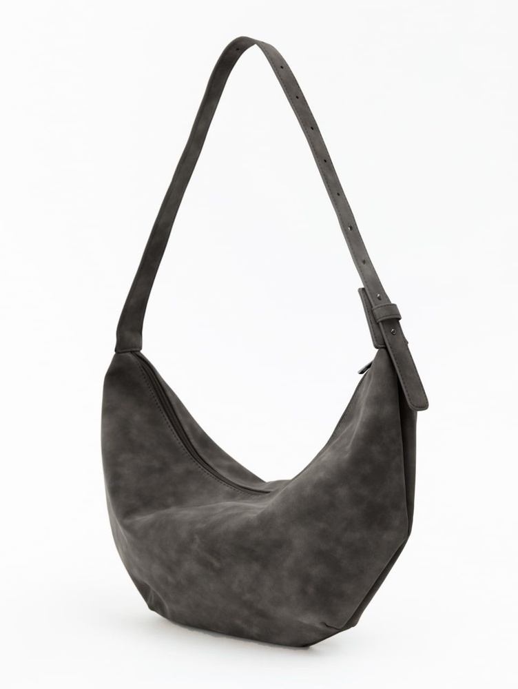 Сумка хобо через плечо серая замшевая - купить с доставкой по выгодным ...