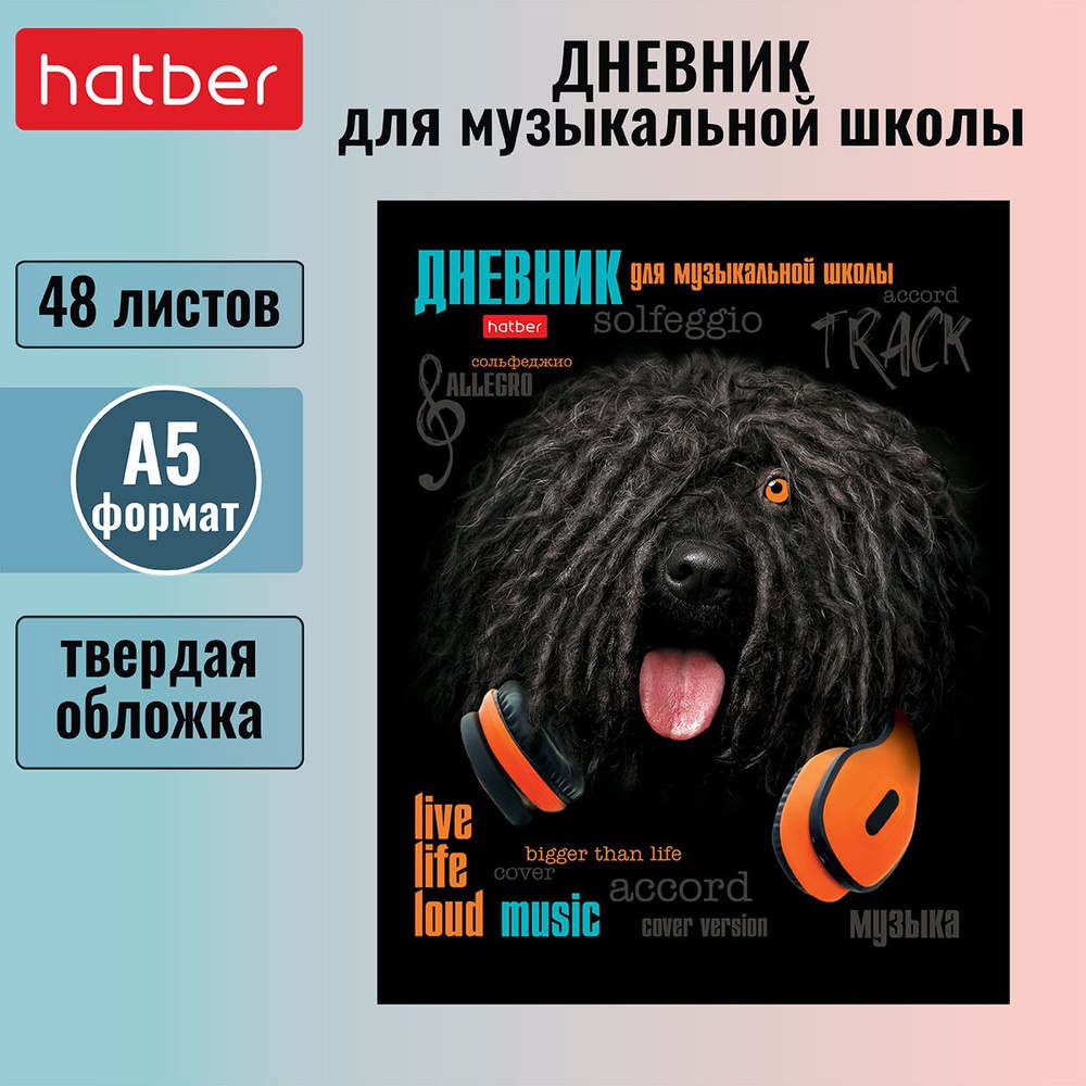 Дневник для музыкальной школы Hatber 48л А5 2-х цв. блок твердый переплет, со справочной информацией #1