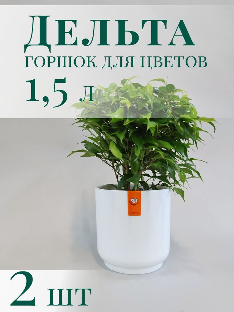 Набор 2 шт Горшок для цветов Дельта 1,5л, d13,5 h13 см, белый #1