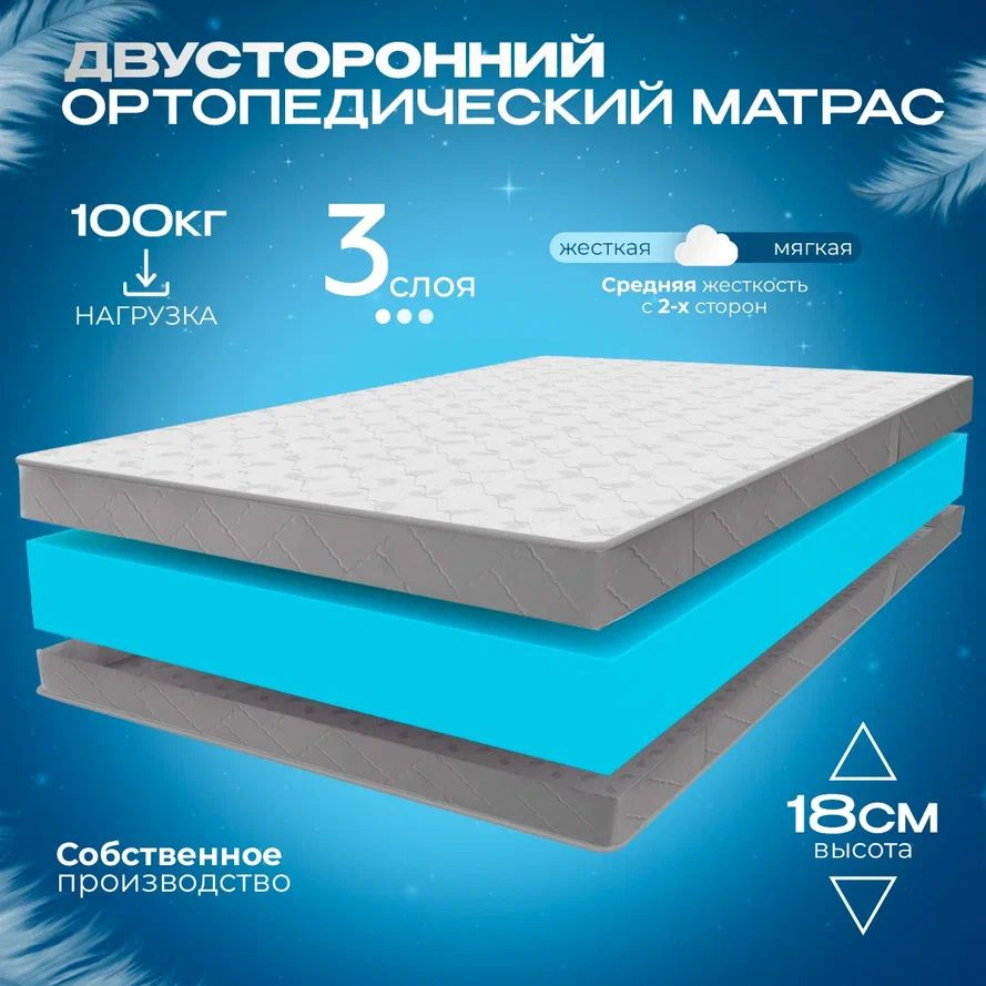 VITAFLEX Матрас Беспружинный матрас 155x200 см ортопедический Vitaflex Anatomic Soft 17Sk, пенополиуретан, #1