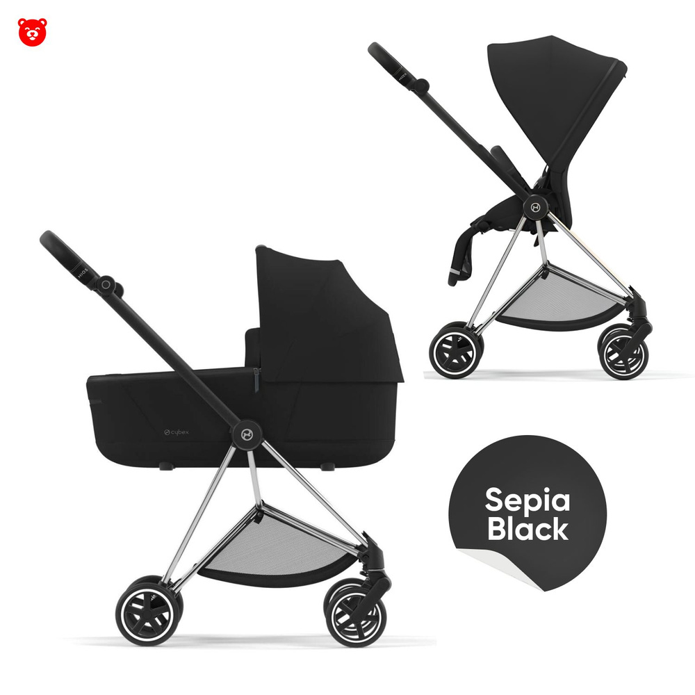 Cybex Mios III Коляска 2 в 1, рама Chrome, текстиль Sepia Black с дождевиком и адаптерами  #1