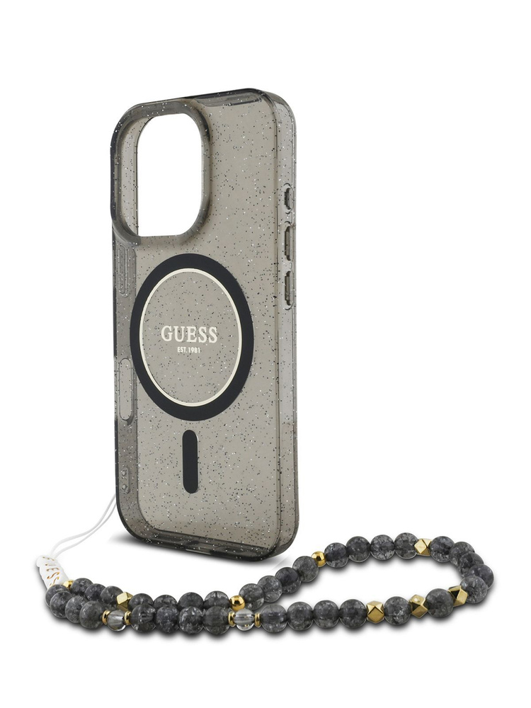 Чехол Guess PC/TPU Magsafe Glitter на Apple iPhone 16 Pro Max из пластика и силикона, с блестками, ремешком #1