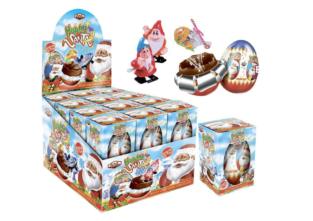 Шоколадное яйцо ANL Happy Santa сюрприз (60г*24шт. шоубокс) 60г #1