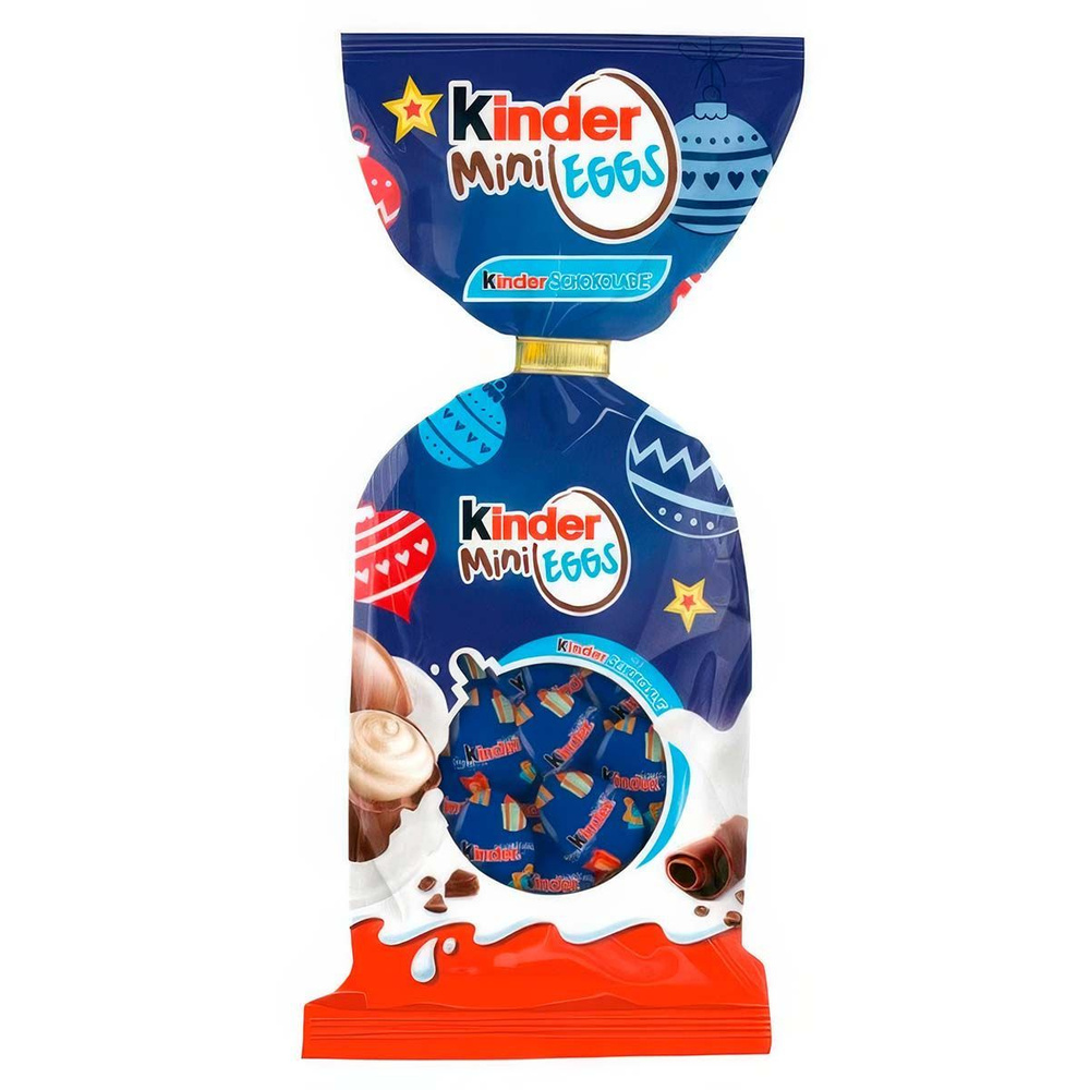 Новогодние шоколадные яйца Kinder Christmas Mini Eggs Hazelnut со ореховой начинкой, 85 г  #1