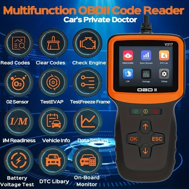 V317 OBD2 сканер многоязычный автомобильный детектор неисправностей  #1