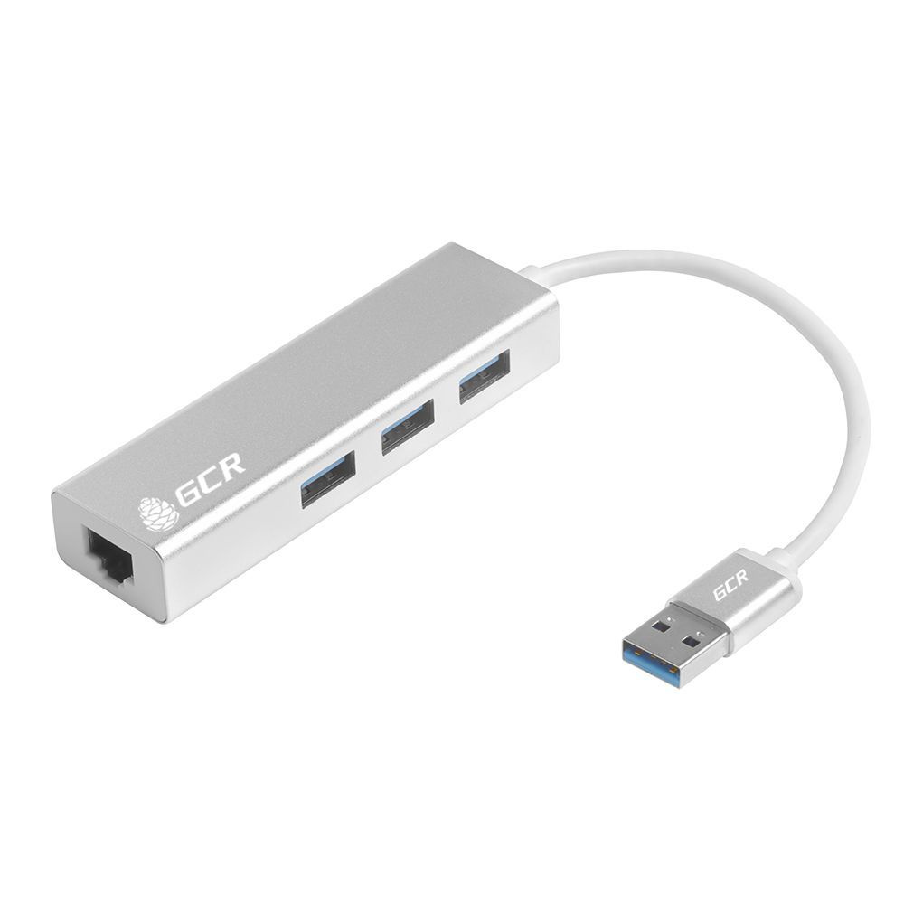 USB Hub Разветвитель USB 3.0 на 3 порта GCR 10/100Mbps Ethernet Network cетевая карта серебристый USB #1