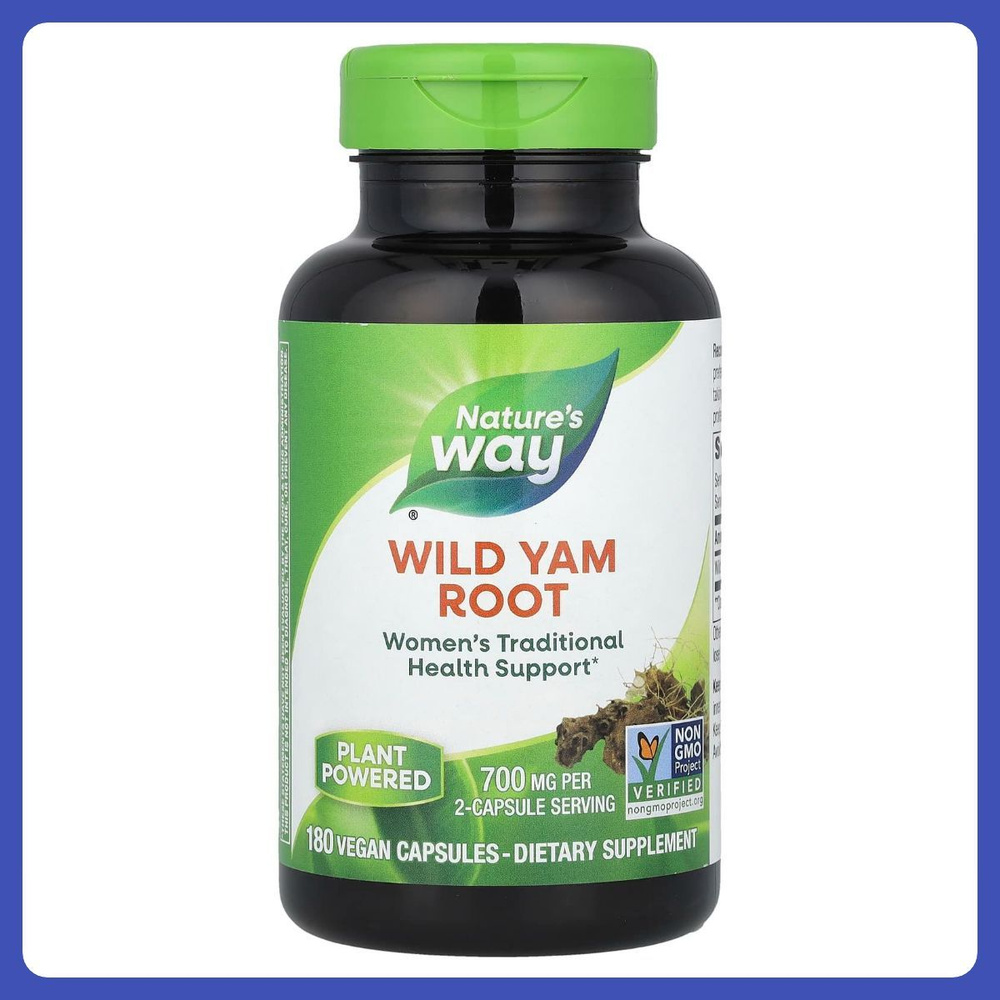 Wild Yam Root пищевая добавка Nature's Way, корень дикого ямса, 425 мг, 180 капсул  #1