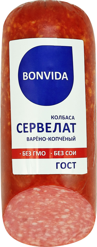 Колбаса копчено-вареная BONVIDA Сервелат ГОСТ, 500г #1