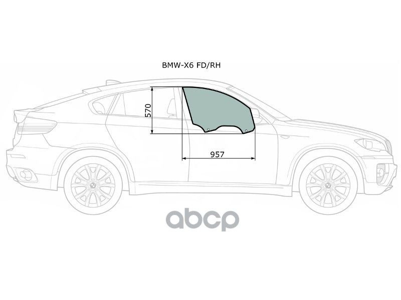 XYG Стекло боковое опускное (Спереди/ Справа/ Цвет зеленый) BMW X6 08-14  #1