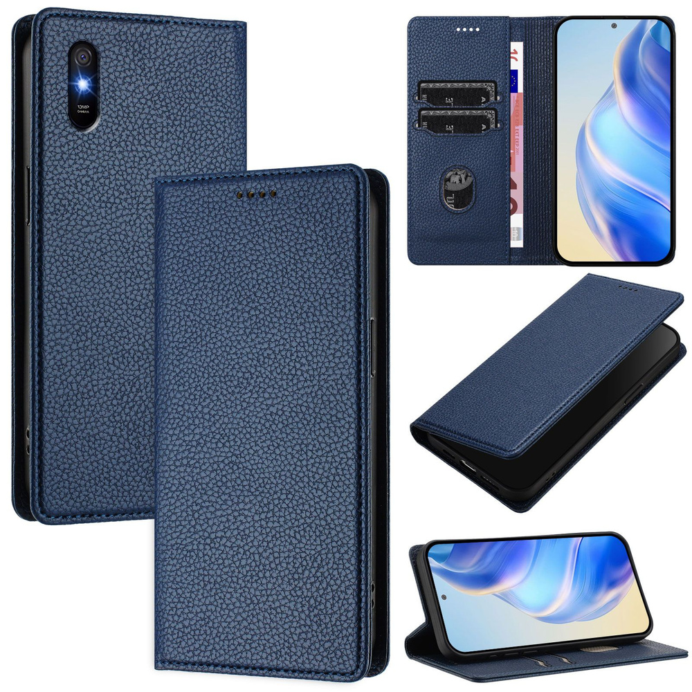 Кожаный книжка чехол для Xiaomi Redmi 9A/9AT/9i( Редми 9A 9AT 9i) с визитницей и RFID-блокировкой  #1