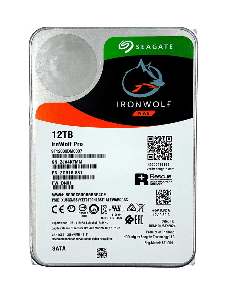 Seagate 12 ТБ Внутренний жесткий диск Seagate 12 ТБ Внутренний жесткий диск IronWoIf (ST12000DM0007) #1