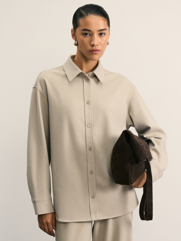 Рубашка Женский Zarina серо-бежевый Длинный Вискоза, Полиэстер ...