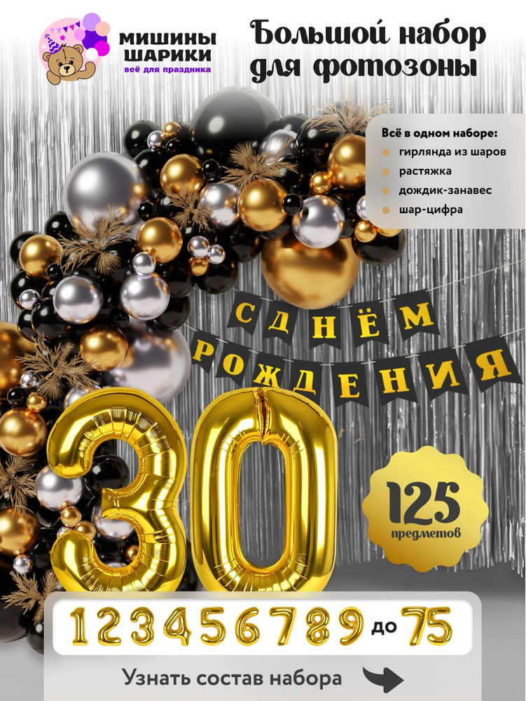 Набор шаров для фотозоны на день рождения шарик цифра 30 лет #1