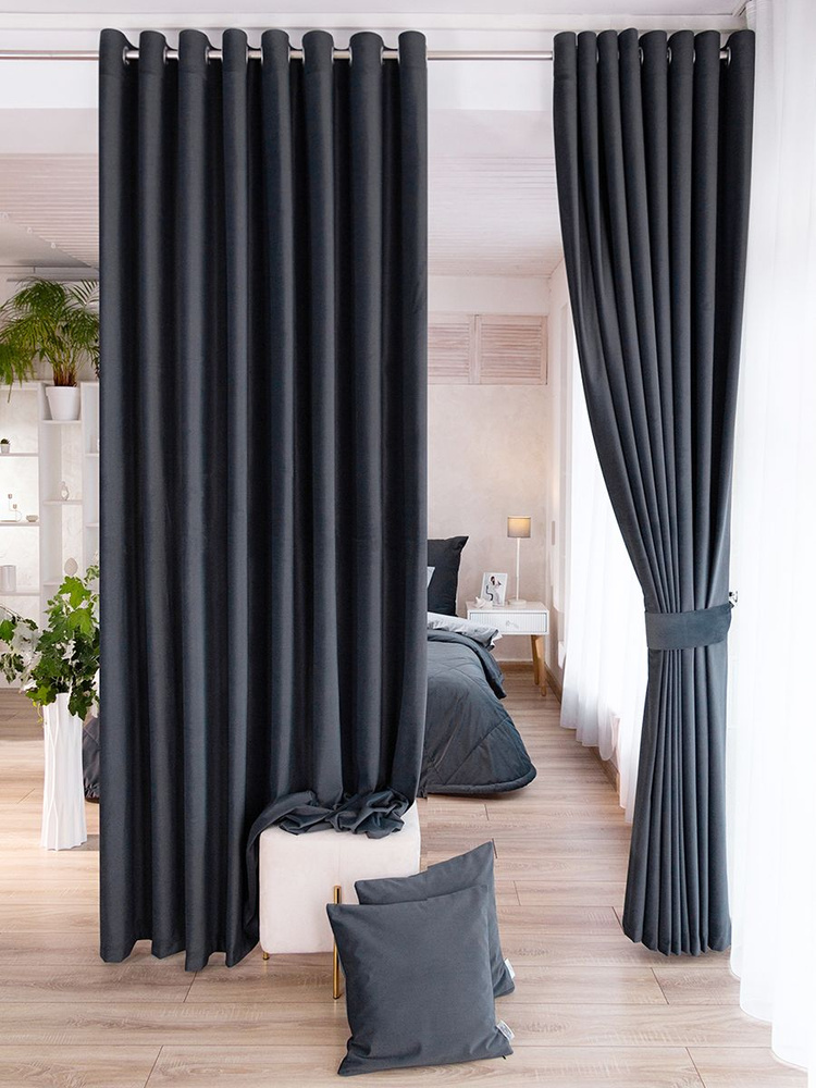 Комплект штор бархат на люверсах 2 полотна 150х245 см, Evrika Home #1
