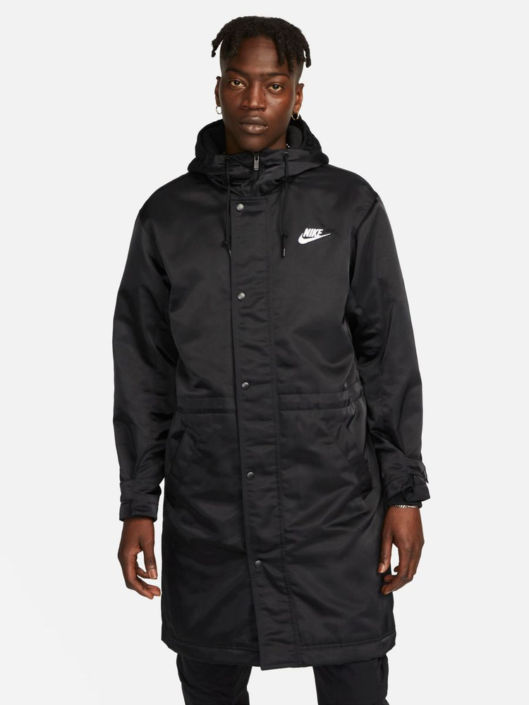 Пальто Мужской Nike черный Полиэстер Синтепух, размер 46, 48 Зима