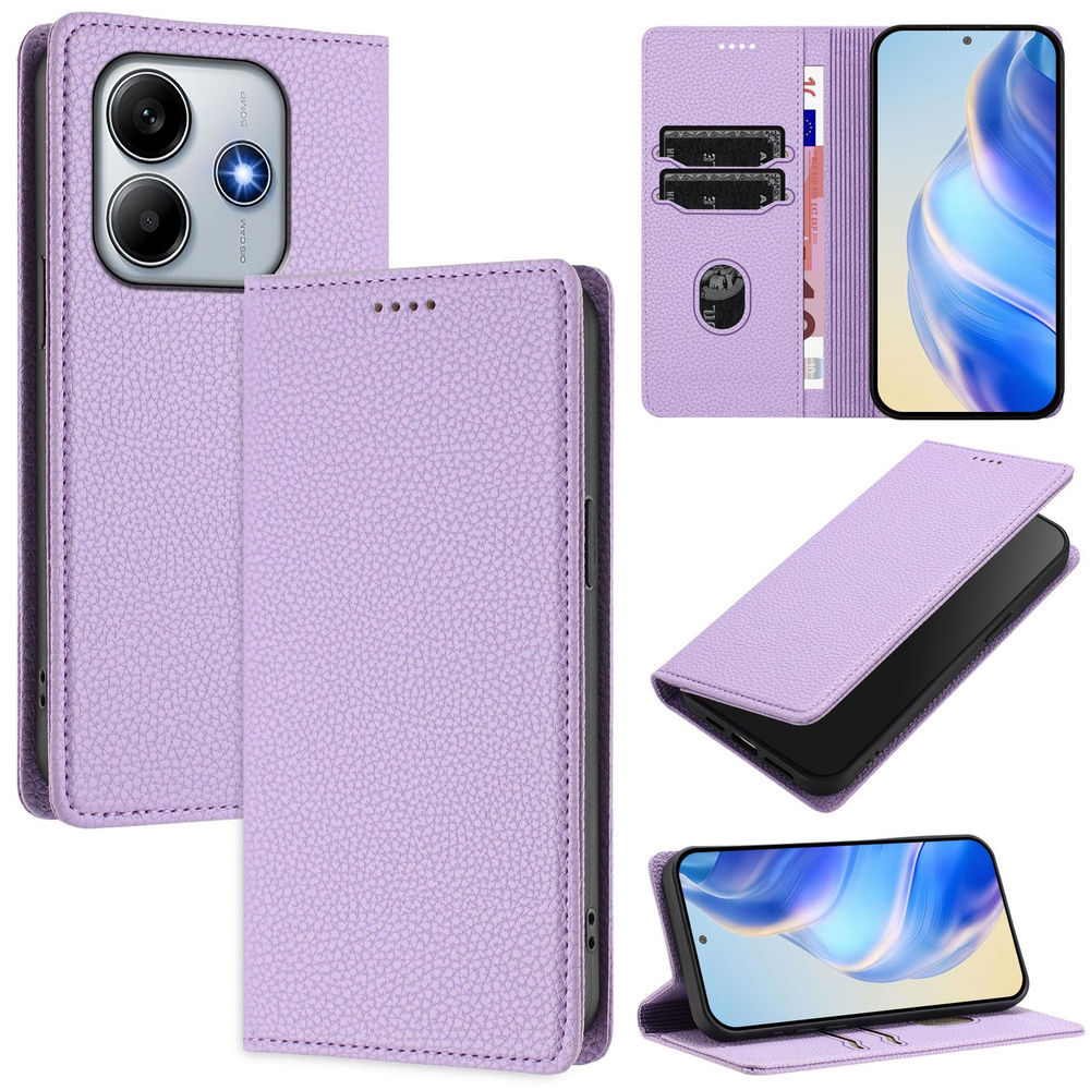 Кожаный книжка чехол для Xiaomi Redmi Note 14 4G (Редми Ноут 14 4Г) с визитницей и RFID-блокировкой #1