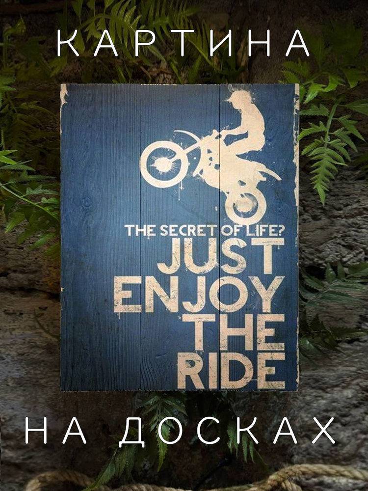Картина "ENJOY THE RIDE на досках 30х40", 40х30 см, 30Х40 #1