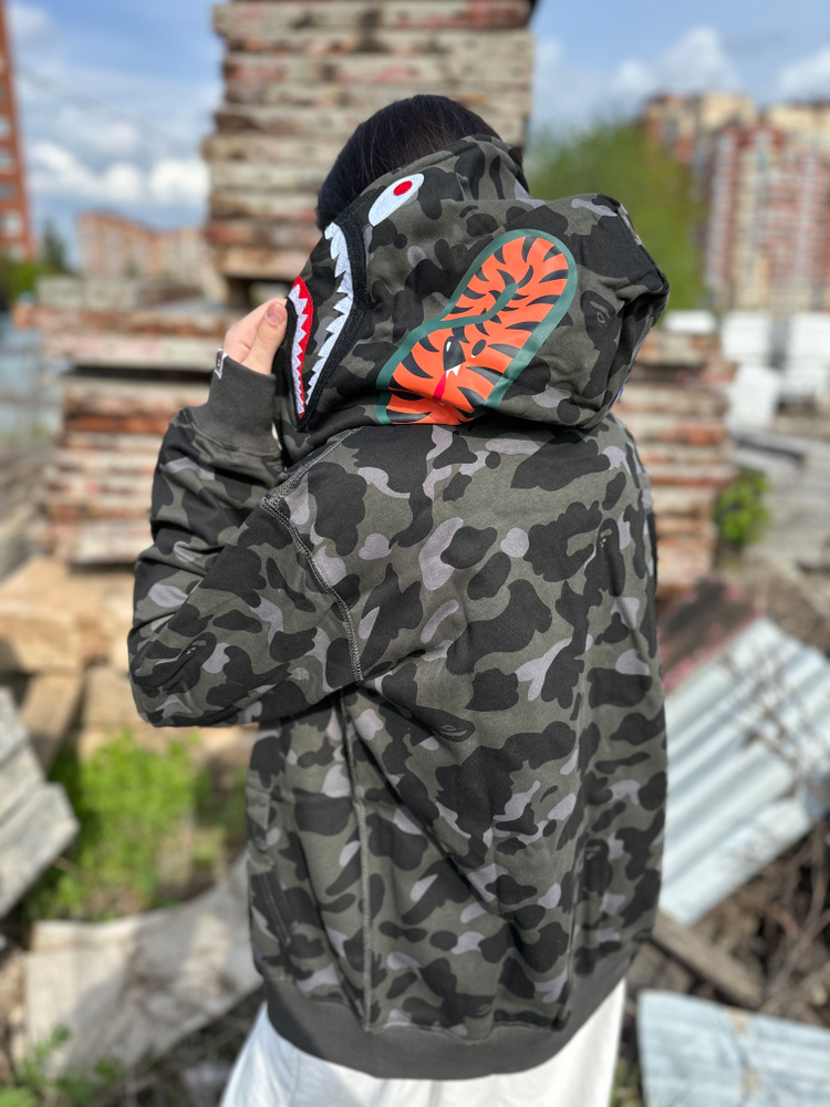 Толстовка A BATHING APE толстовка оверсайз с капюшоном, женская, чёрная ...