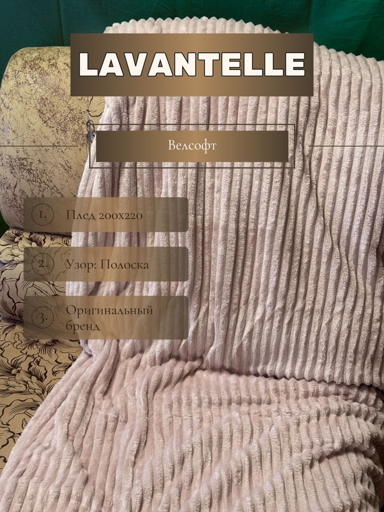 LAVANTELLE Плед плюшевый Пледы , Велсофт, 220 см х 200 см #1