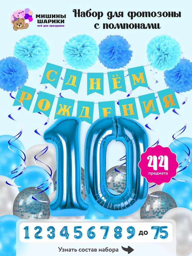 Набор шаров для фотозоны на день рождения шарик цифра 10 лет #1