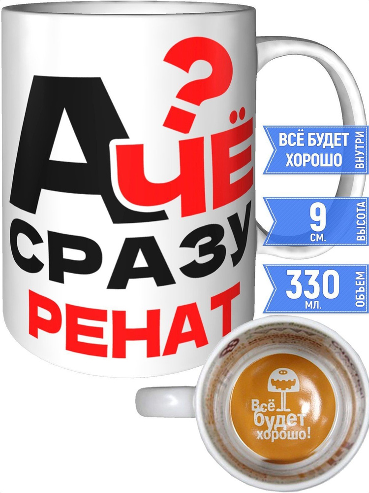 Кружка А чё сразу Ренат? - внутри всё будет хорошо #1