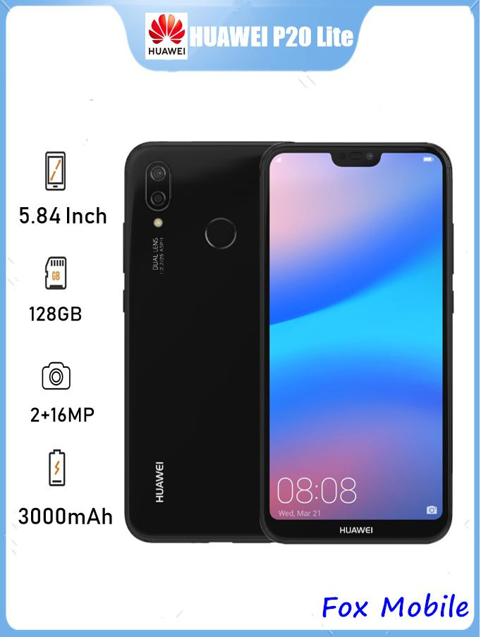 HUAWEI Смартфон P20 LITE Global 4/128 ГБ, черный матовый #1