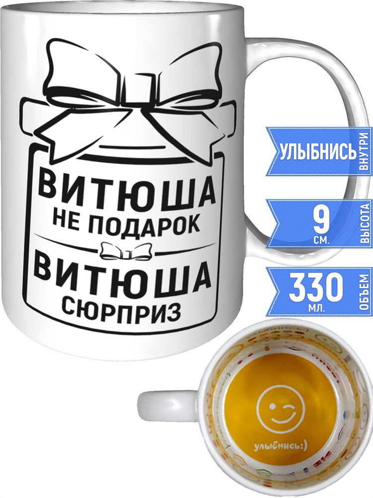 Кружка Витюша не подарок, Витюша сюрприз - внутри улыбнись #1