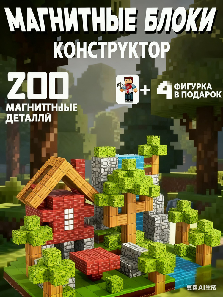Minecraft, магнитные строительные блоки, индивидуальная упаковка, без запаха, развивающие игрушки #1