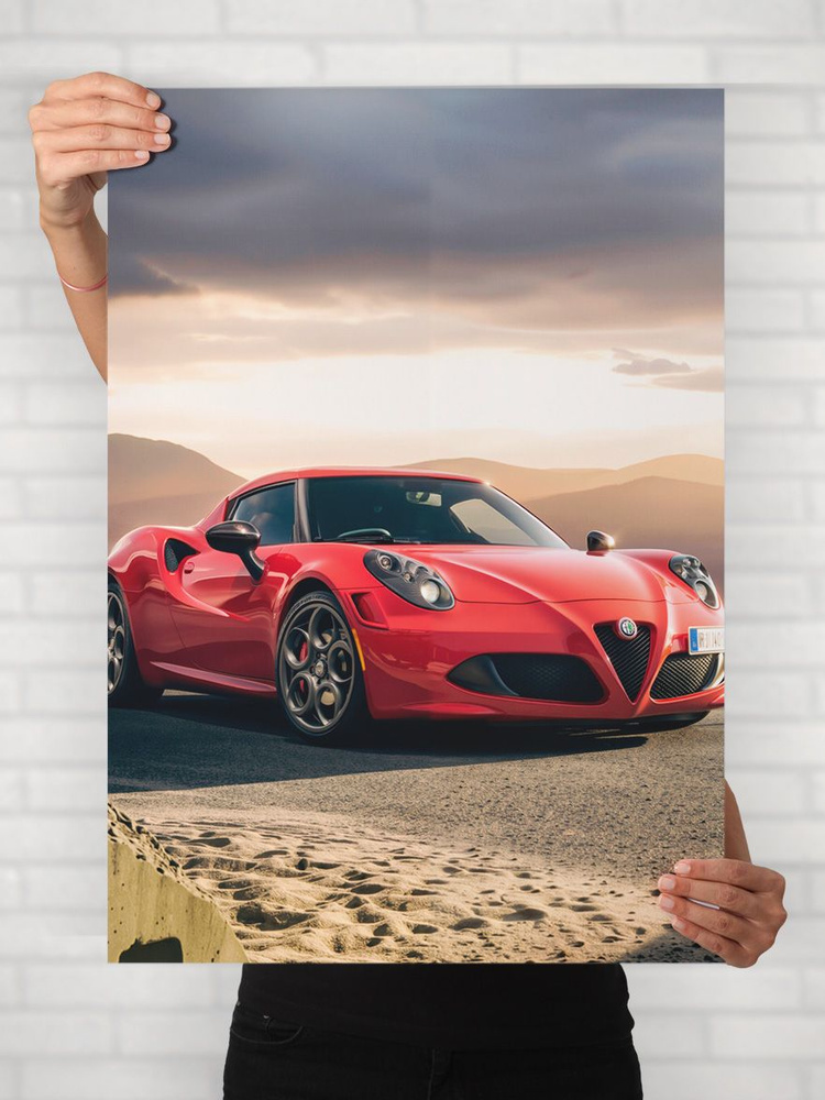 Плакат на стену для интерьера Легенды Авто (Альфа Ромео 4C - Alfa Romeo 4C 5) - Постер по машине формата #1