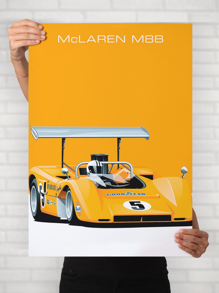 Плакат на стену для интерьера Легенды Авто (Макларен M8B - McLaren M8B) - Постер по машине формата A1 #1