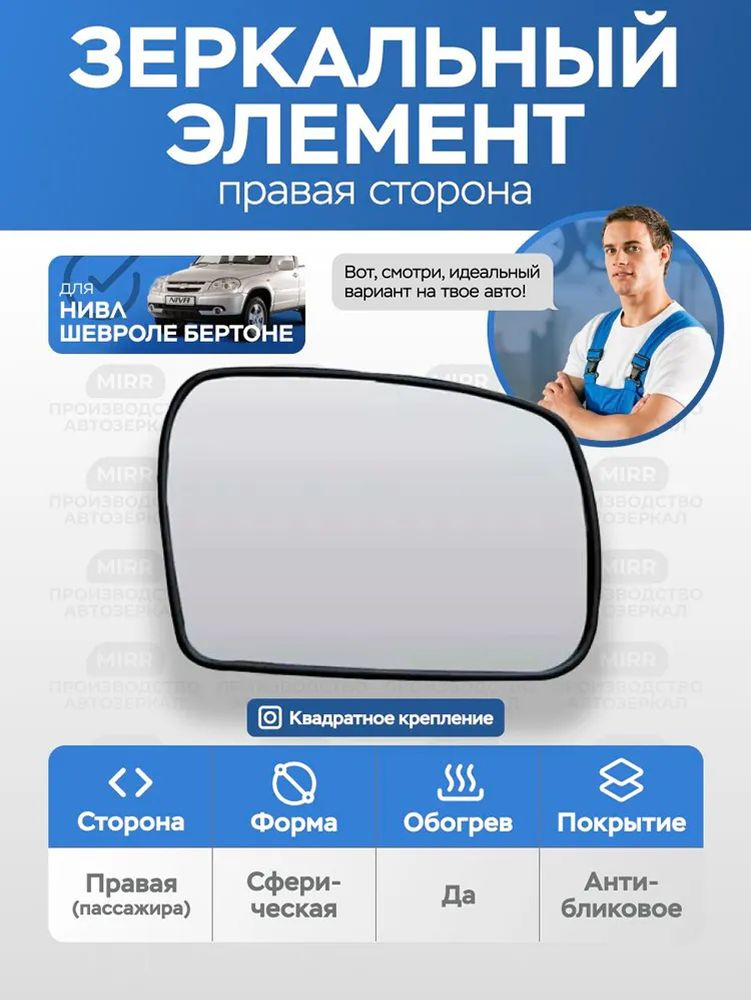 Стекло зеркала 2190 правое Автоблик