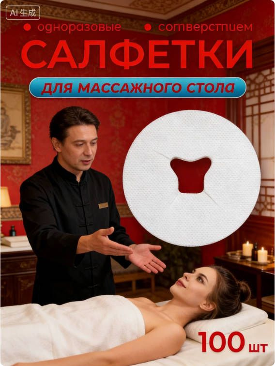 Одноразовые салфетки с отверстием для массажного стола, силиконовых подушек #1