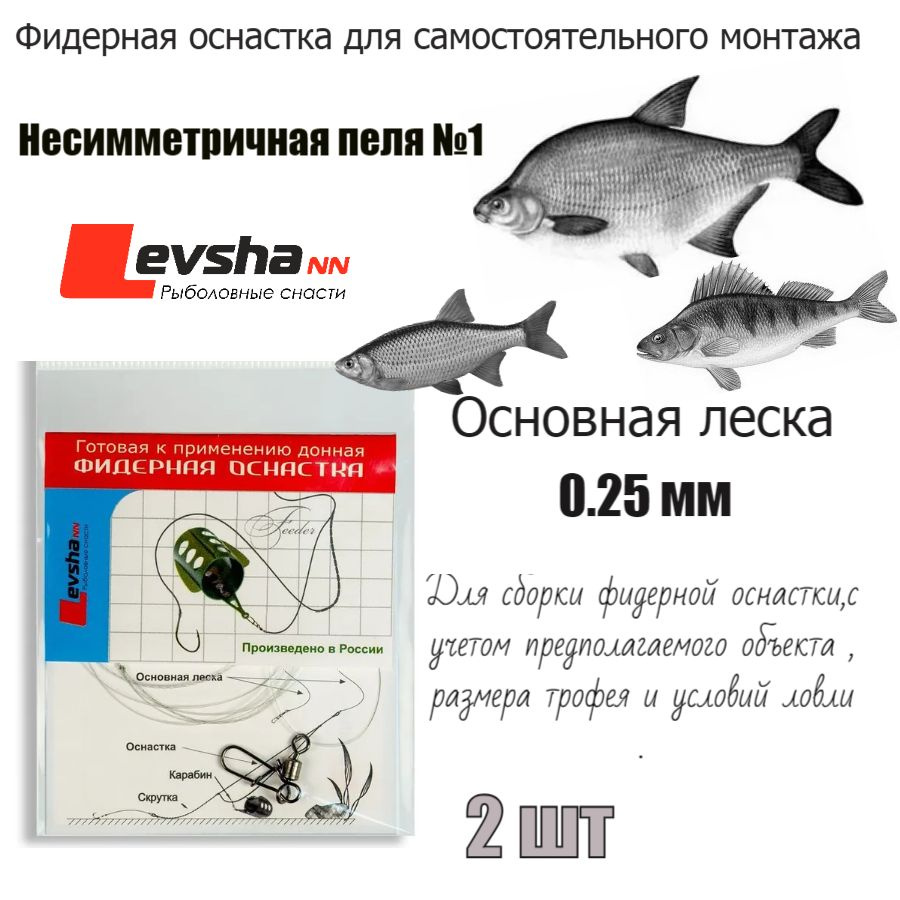Фидерная оснастка Несимметричная петля №1, Без поводка Левша-НН 0.25мм 2 упаковки #1