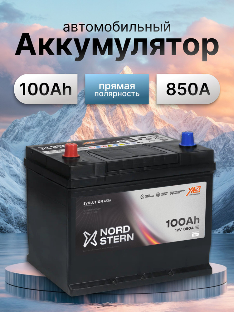 Аккумулятор автомобильный 12v 100 Ah NORDSTERN Evolution Asia 100 Ah 850 А L+ прямая полярность 306x173x225 #1