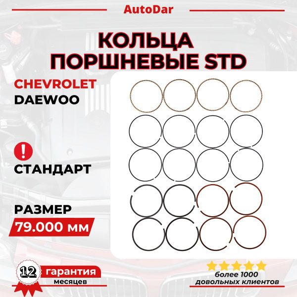 Кольца поршневые Nexia 1.6 16V (STD) (79,0+0,00) KPR