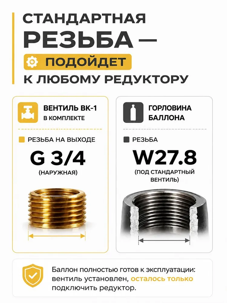 Баллон углекислотный 10л новый бесшовный пустой (Ярпожинвест), 10 л, фото 4