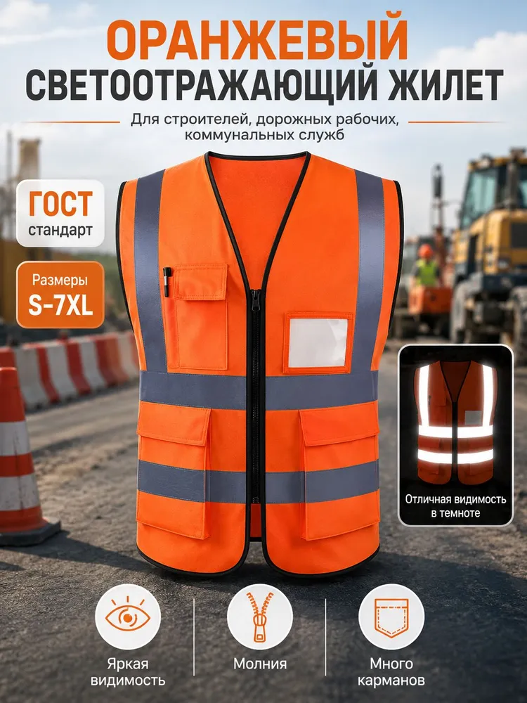 Светоотражающий жилет, размер: 56-58, 56-58