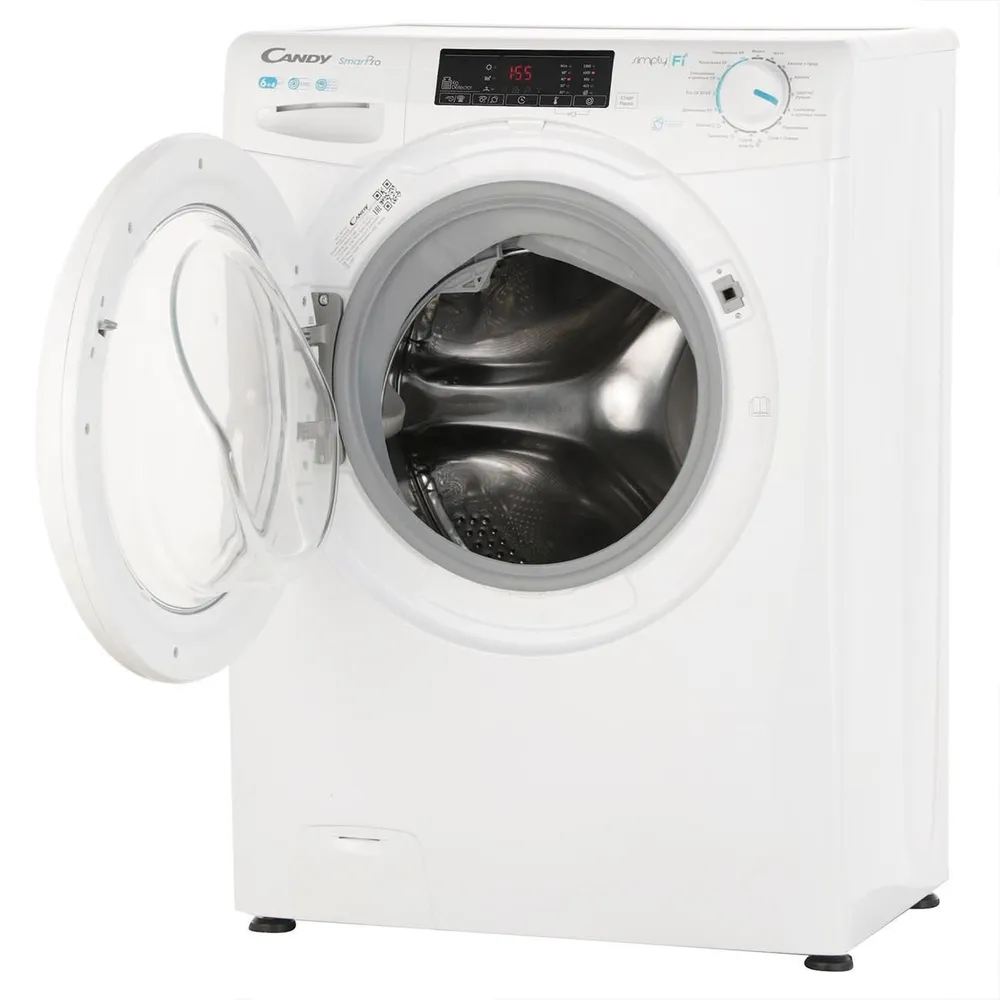 Узкая стиральная машина с СУШКОЙ Candy SMART PRO CSOW4 1364T/2-07, загрузка 6 кг, 17 программ, 1300 об/мин, Active Motion System и Kg-детектор, обработка паром и быстрая стирка, белая, вариант, фото 2