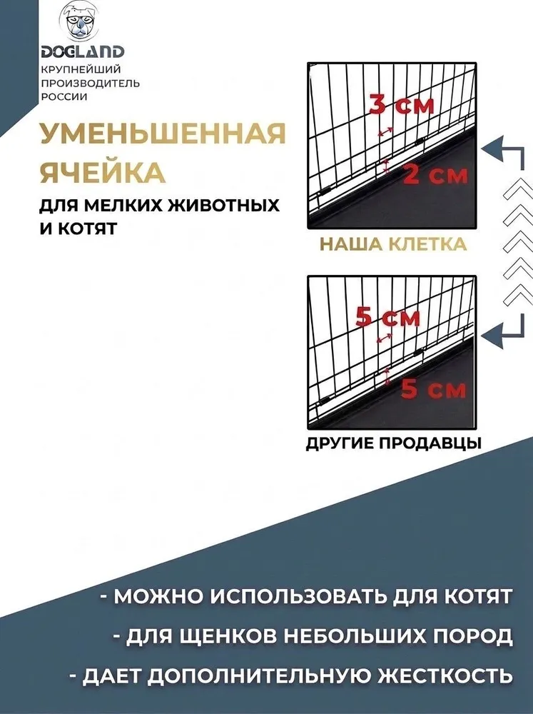 Клетка для животных Dogland, 1 дверь, 61 х 46 х 53 см, 61x46x53 см, фото 2