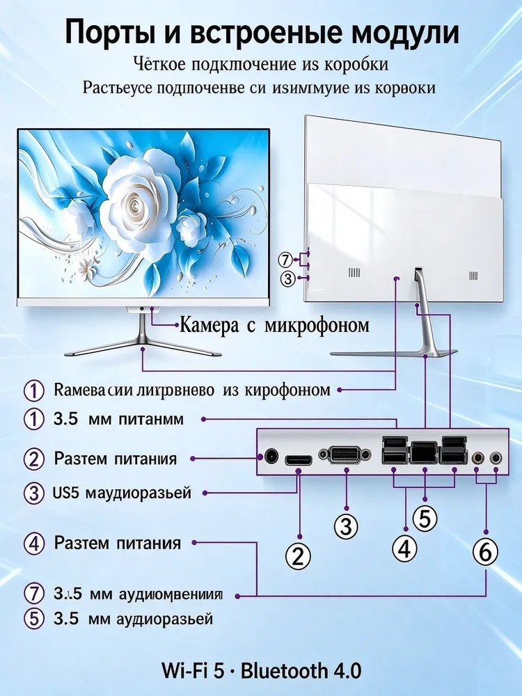 24" Моноблок HV24-4590 (Intel Core i5-4590, RAM 16 ГБ, SSD 512 ГБ, Intel HD Graphics 4600, , HV24-i5-4590-16G-512G, белый, Русская раскладка, 16 ГБ, 512 ГБ, фото 5