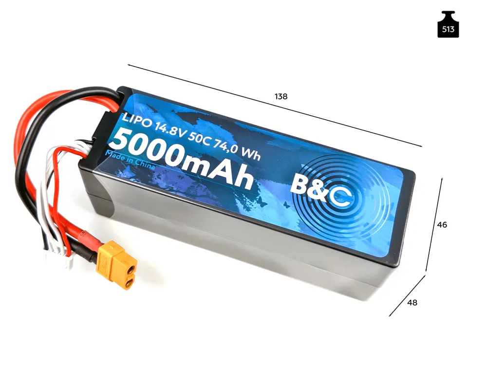 B&C 4S 14.8V 5000mAh 50C XT60 Hardcase Lipo battery