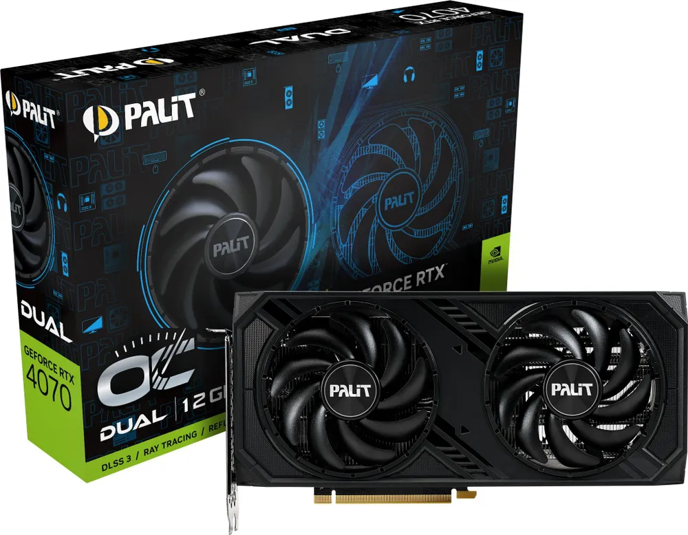 Palit Видеокарта GeForce RTX 4070 Dual OC 12 ГБ (NED4070S19K9-1047D)