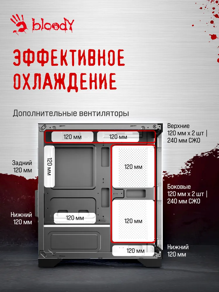 корпус для пк BLOODY BD-CC103 mATX Mini-Tower, без БП, вариант, фото 5