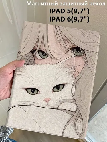 Защитный чехол для розовой женщины-кошки для планшета Apple ipad 5/ipad 6
