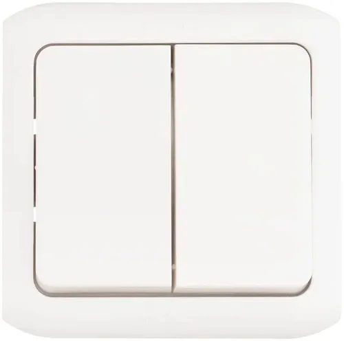 Выключатель 2 клав О/У IP44 (Бел)