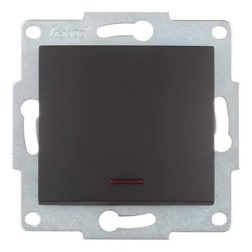 Выключатель Lezard Karina одноклавишный встраиваемый черный бархат с подсветкой красный